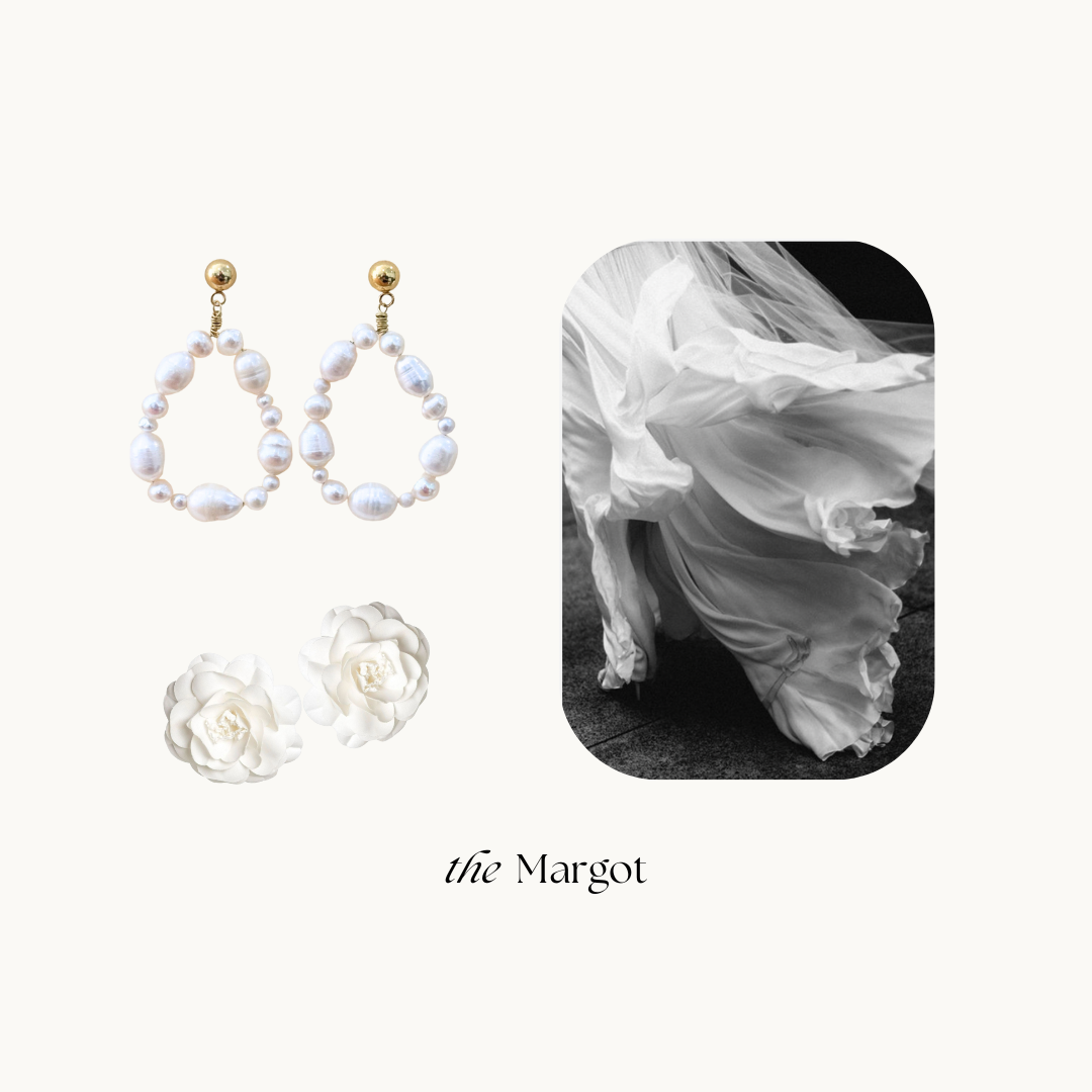 Margot Freshwater Pearl Organic Hoop Stud Earrings