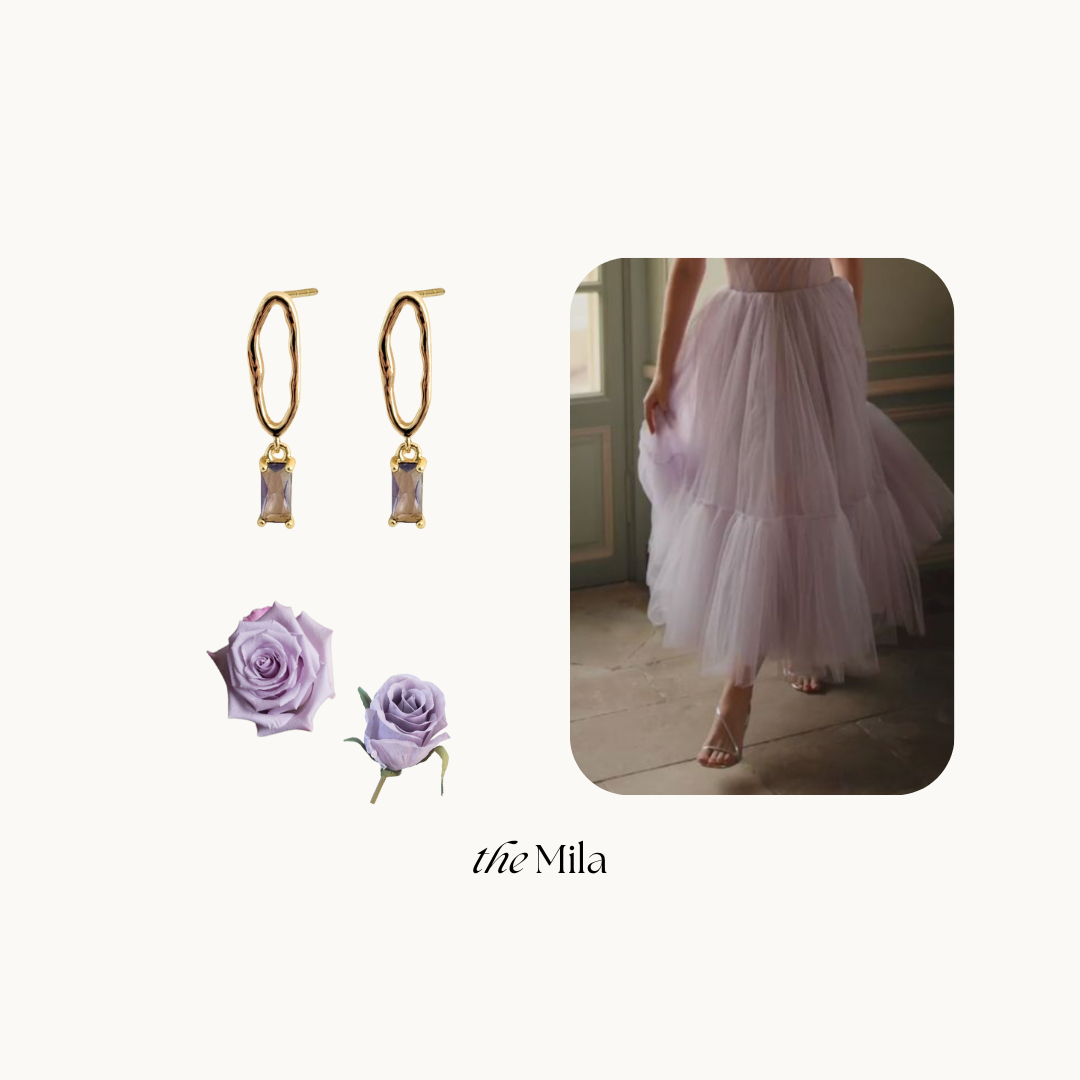 Mila 18K Gold Plated Lilac Zirconia Drop Earrings