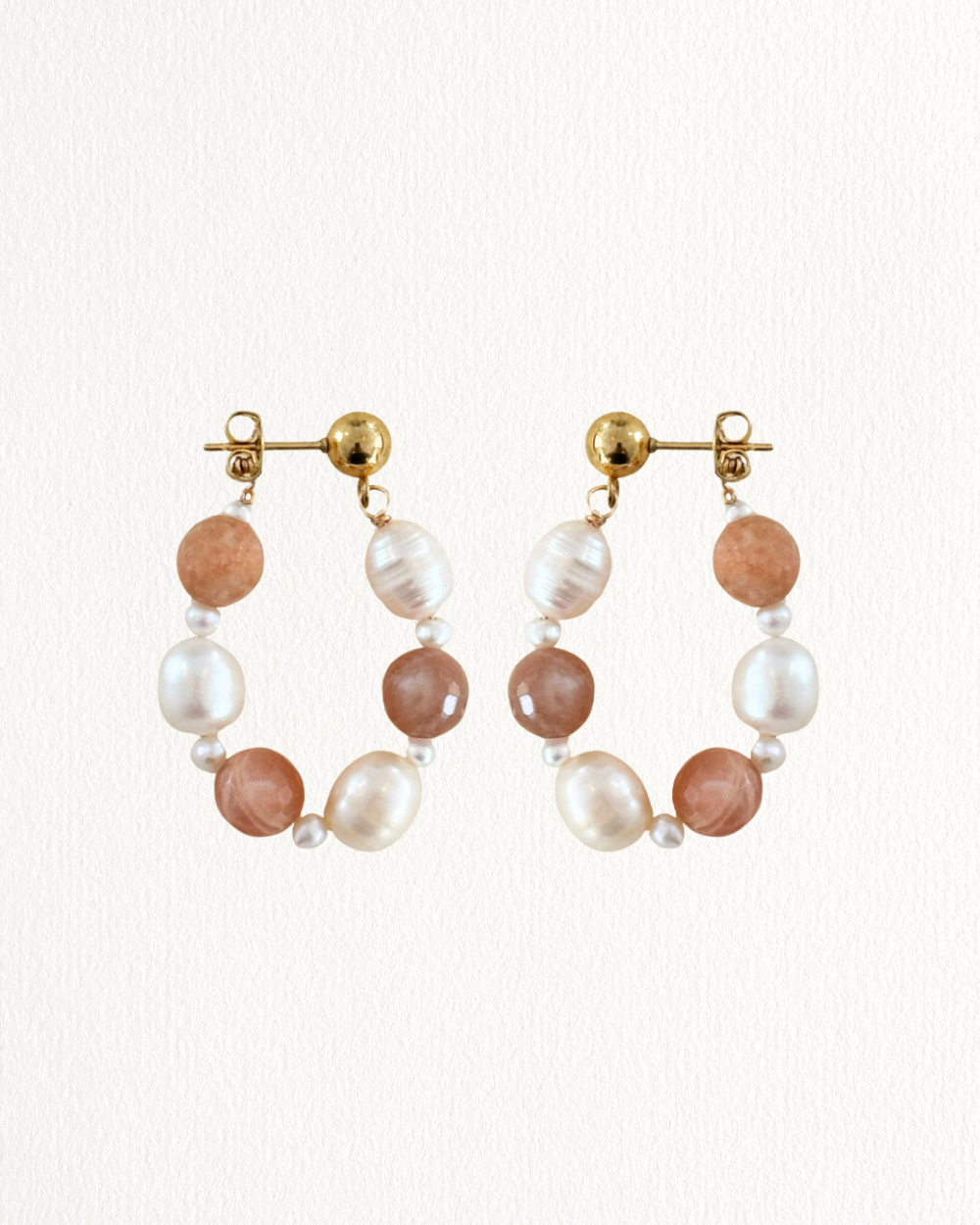 Alexa Sunstone & Pearl Hoops Stud Earrings