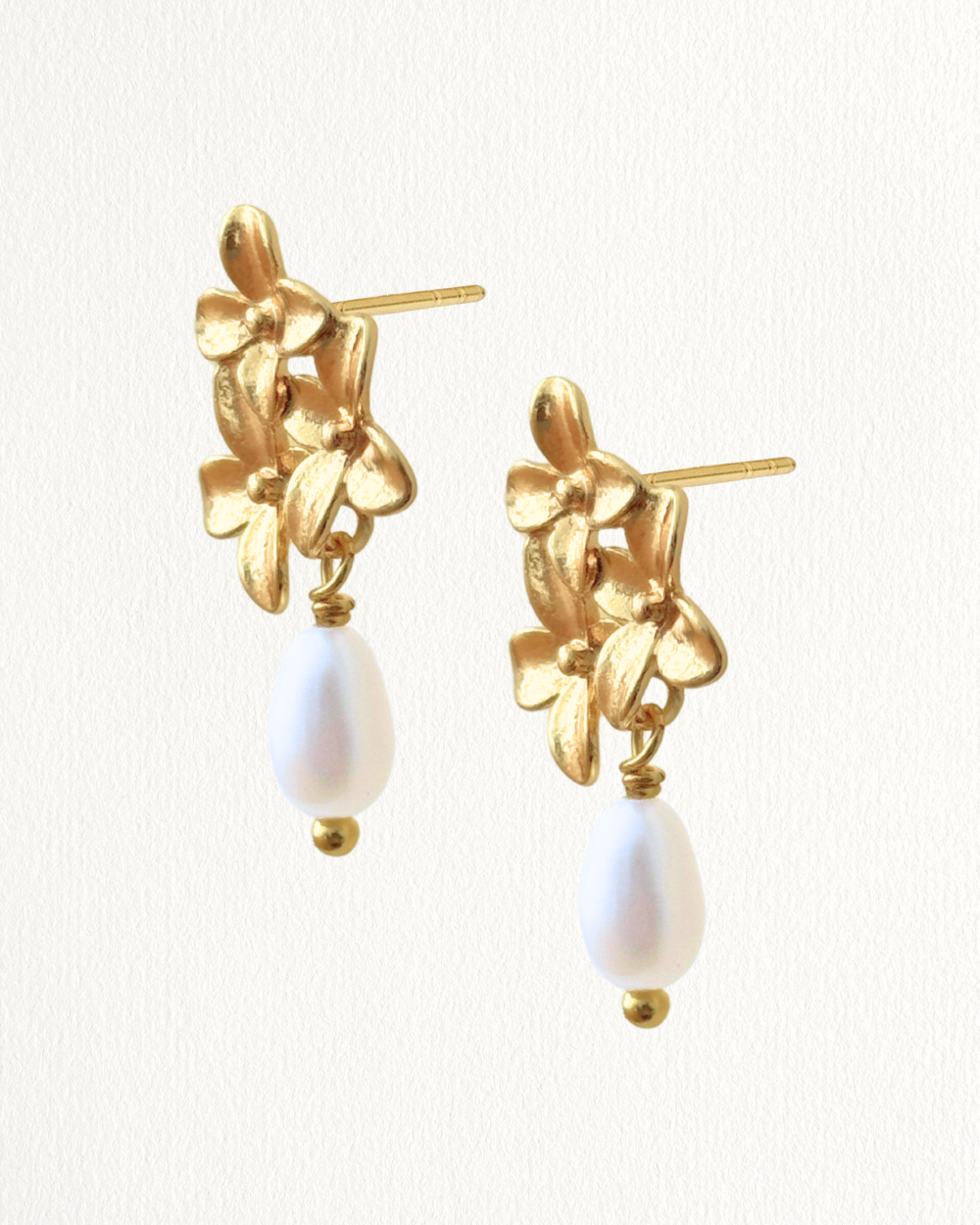 Augustine 18K Gold Flower Petal Pearl Stud Earrings