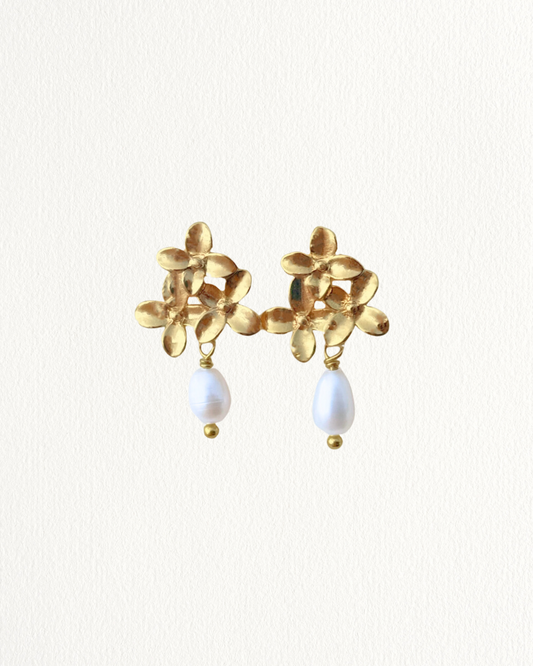 Augustine 18K Gold Flower Petal Pearl Stud Earrings