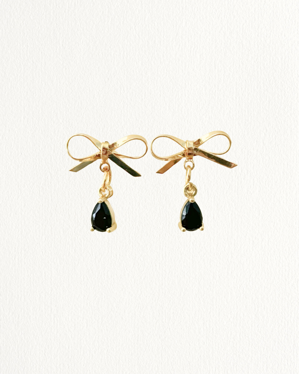 Nyla 18K Gold Plated Coquette Bow Black Crystal Earrings